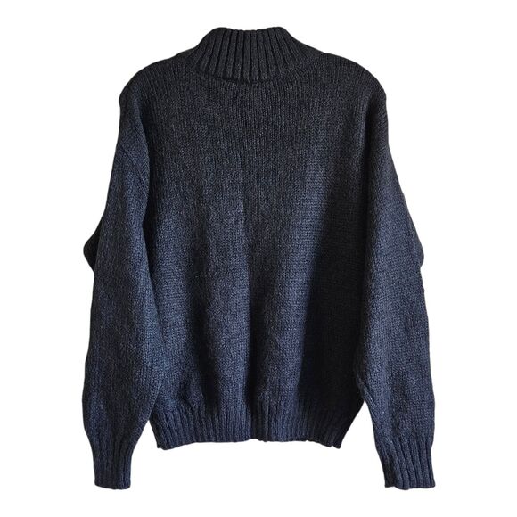 VINTAGE Women's L Sweater Charcoal Large Flowers Mohair Blend 90s RUSS TOGS 44" - Picture 7 of 7